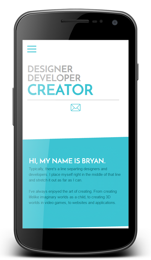 Mobile view of the website